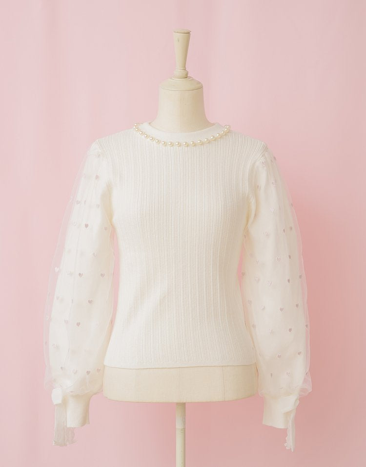 Sugary heart tulle Knit Top