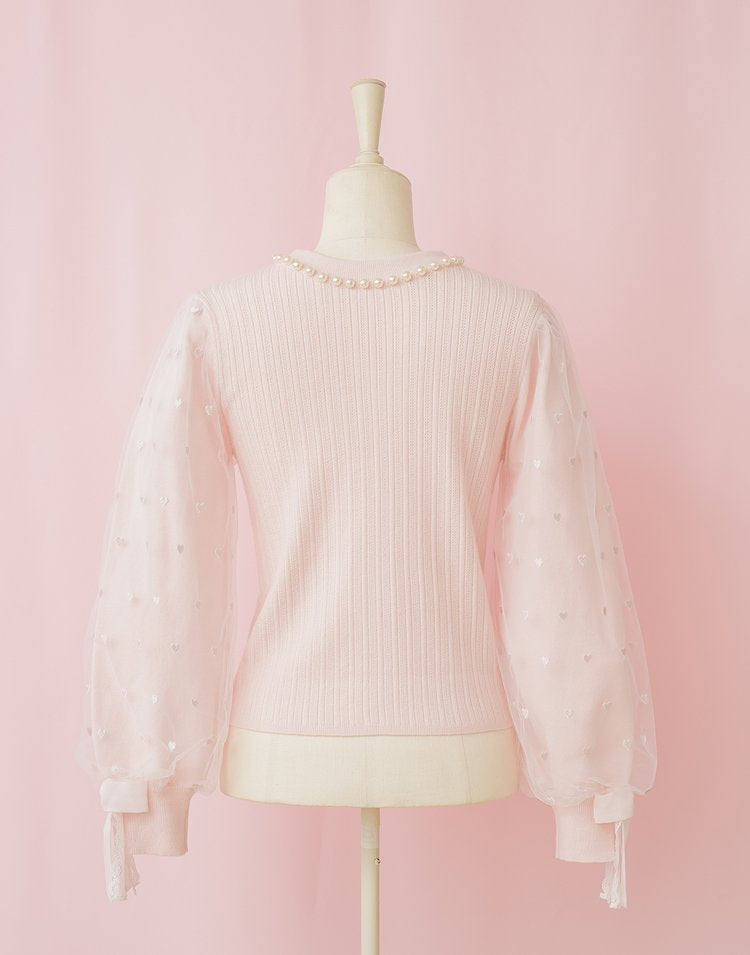 Sugary heart tulle Knit Top