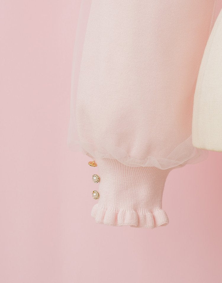 Twin ribbon pearl Cardigan