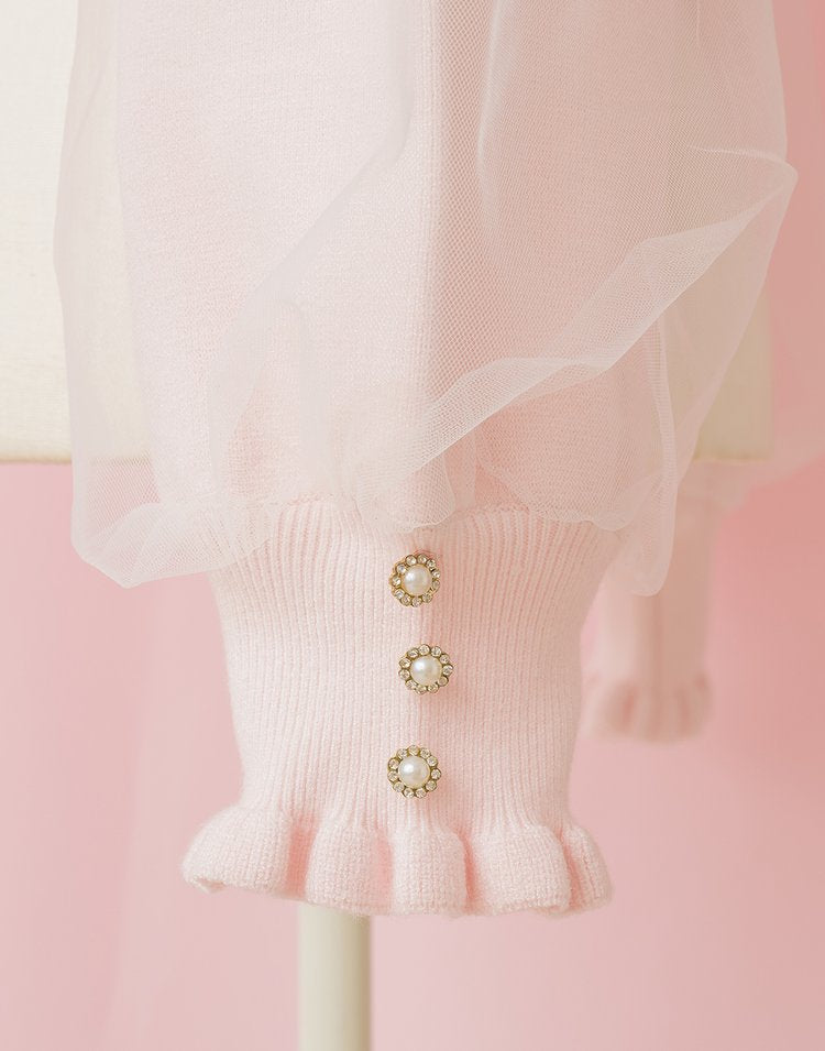 Twin ribbon pearl Cardigan