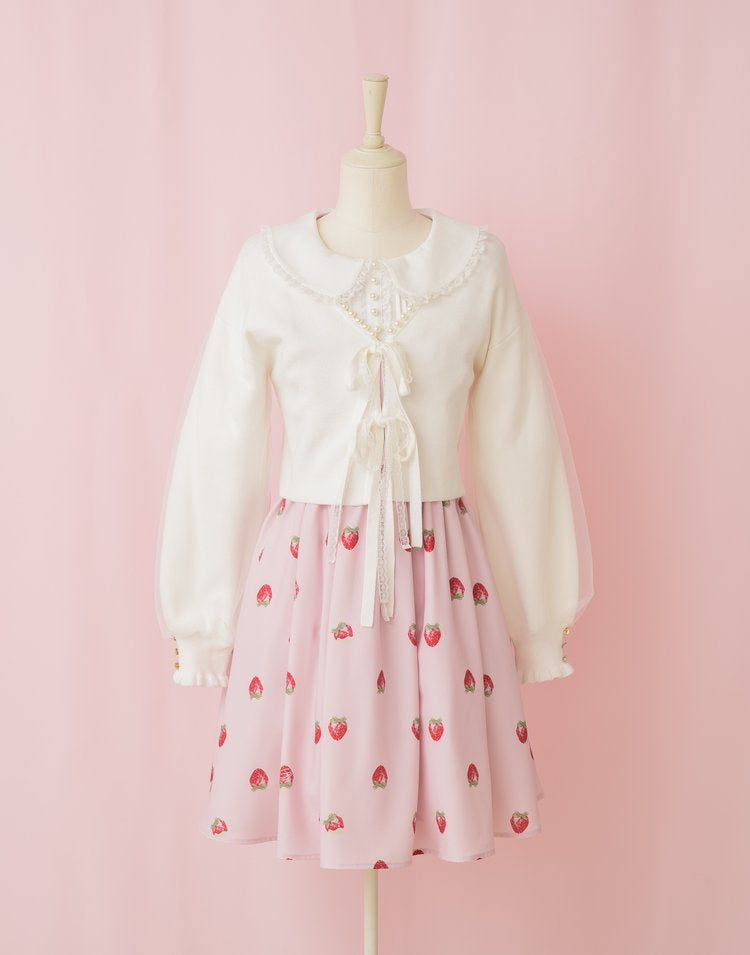 Twin ribbon pearl Cardigan