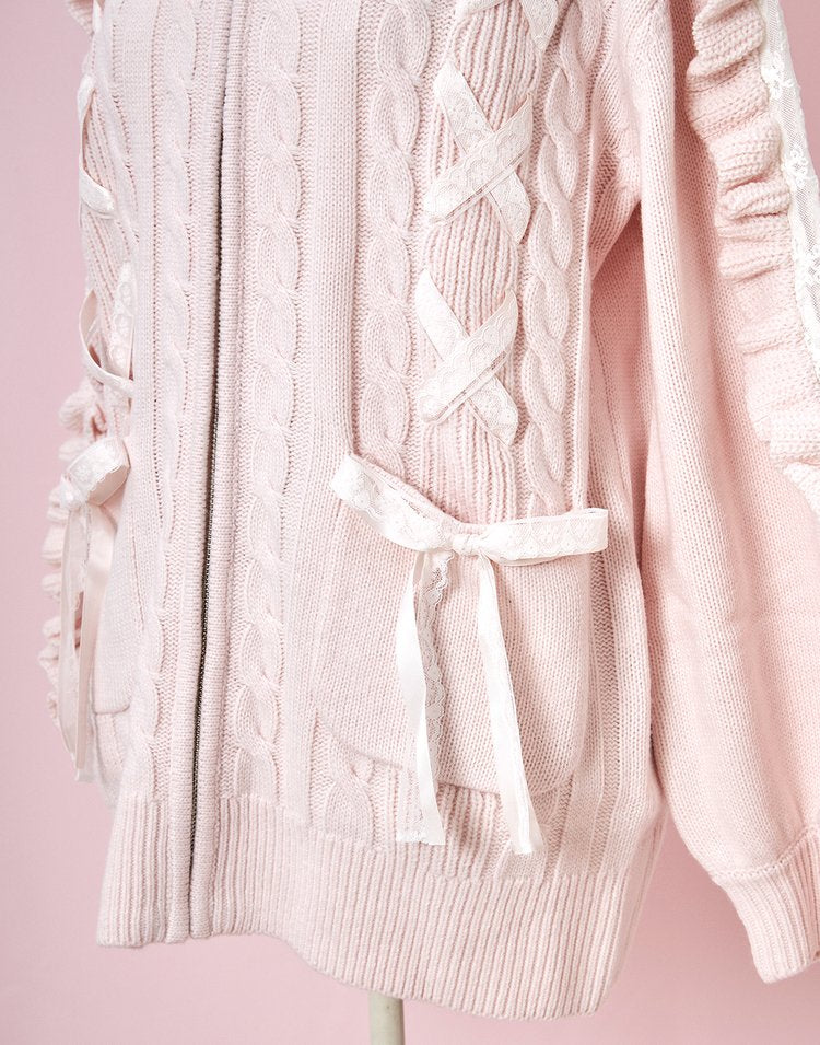 mellfy memory Honey lace up knit Jacket