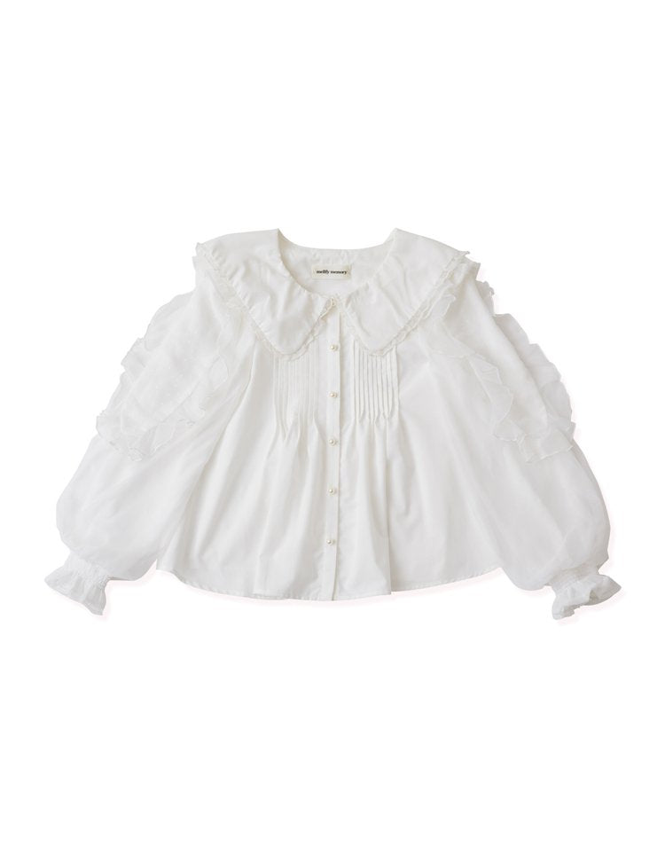 mellfy memory Love ribbon collar Blouse