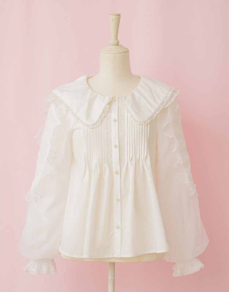 mellfy memory Love ribbon collar Blouse