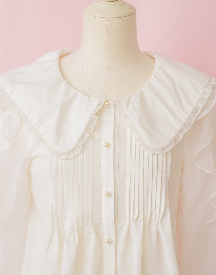 mellfy memory Love ribbon collar Blouse