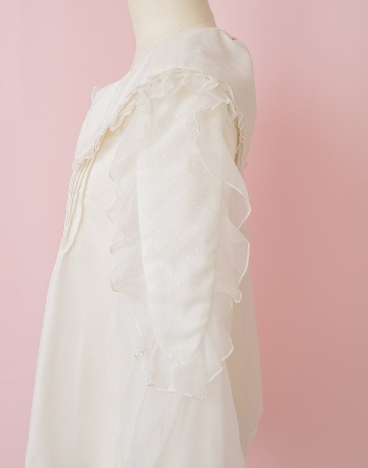 mellfy memory Love ribbon collar Blouse