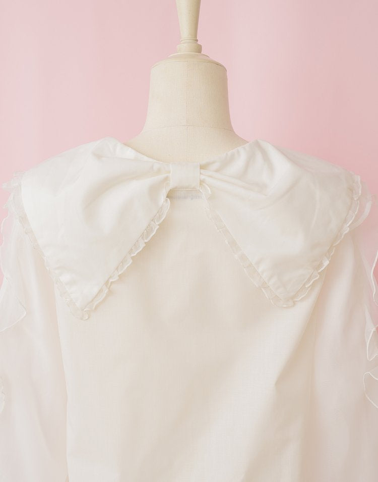 mellfy memory Love ribbon collar Blouse