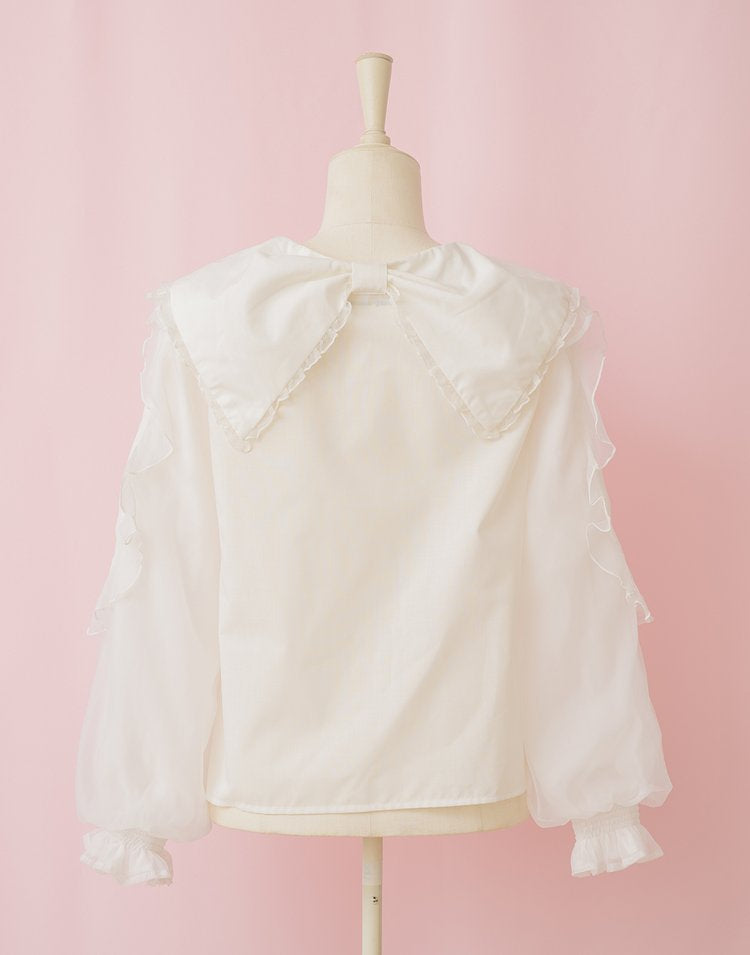 mellfy memory Love ribbon collar Blouse
