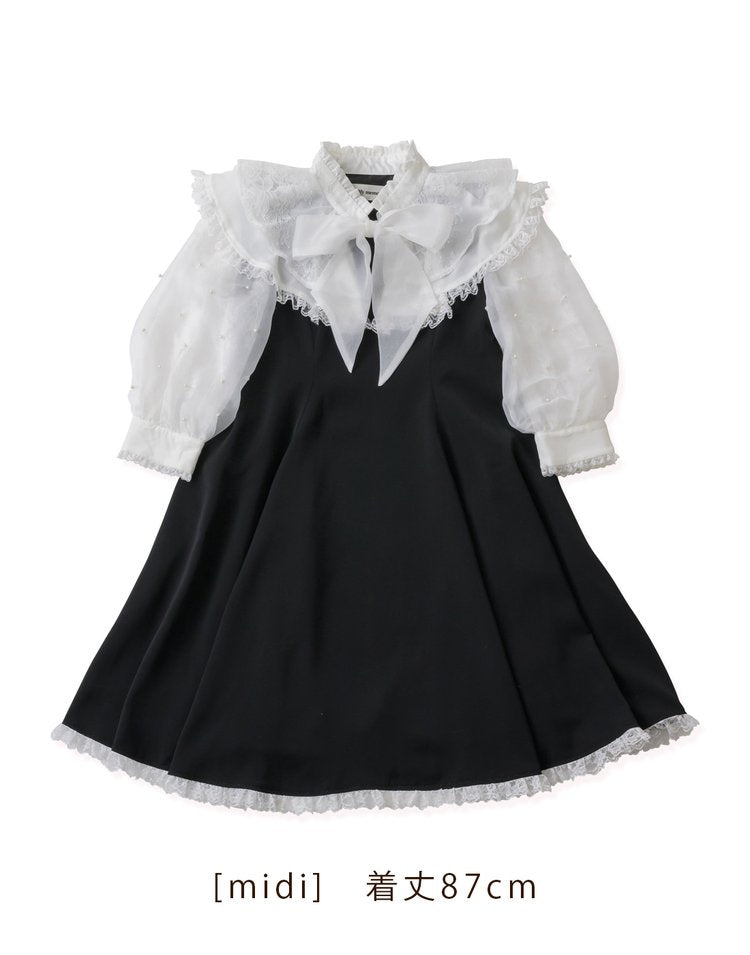 mellfy memory Lacy millefeuille frill collar Dress