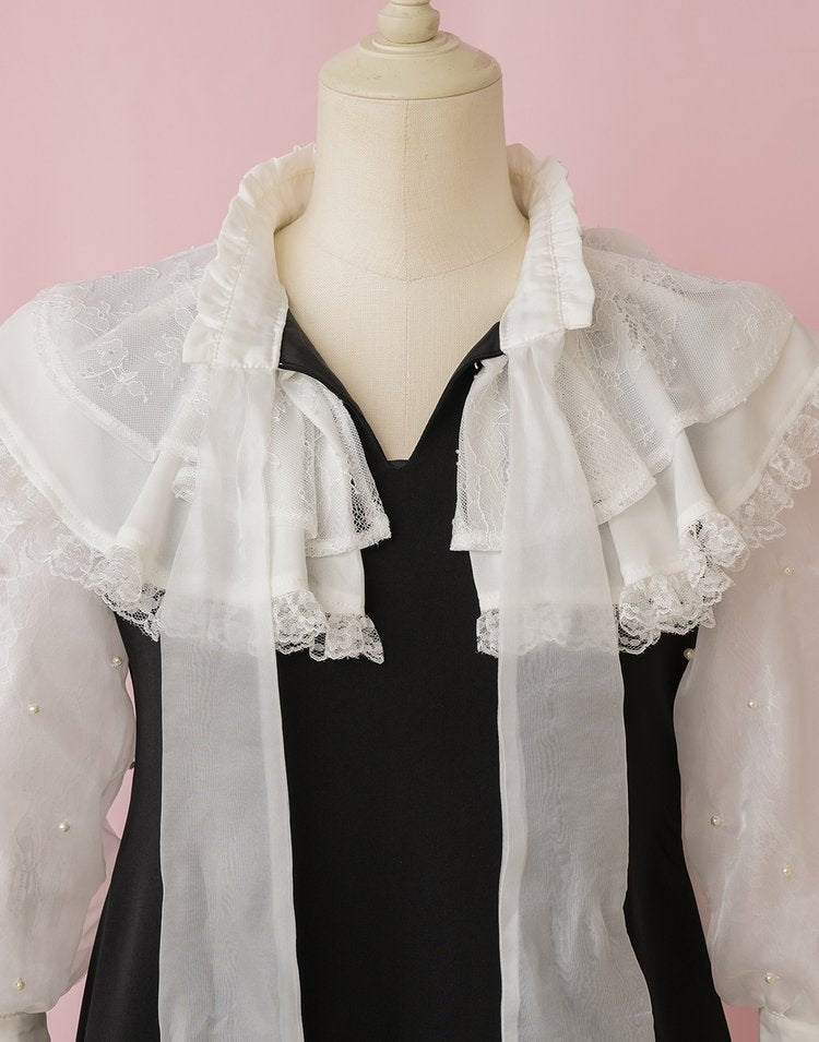 mellfy memory Lacy millefeuille frill collar Dress