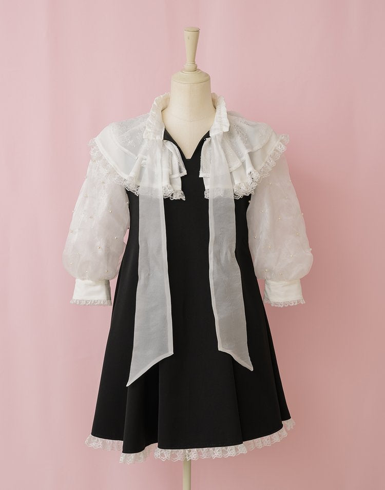 mellfy memory Lacy millefeuille frill collar Dress
