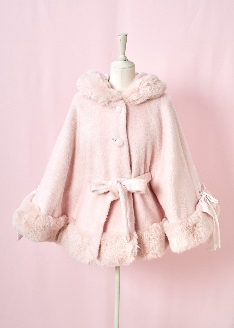 mellfy memory Milky Sugar ribbon poncho Coat