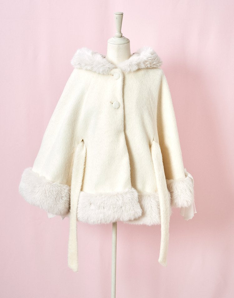 mellfy memory Milky Sugar ribbon poncho Coat