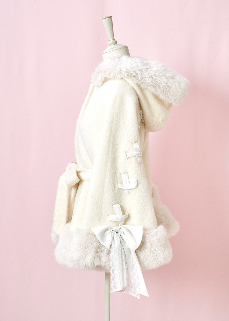 mellfy memory Milky Sugar ribbon poncho Coat