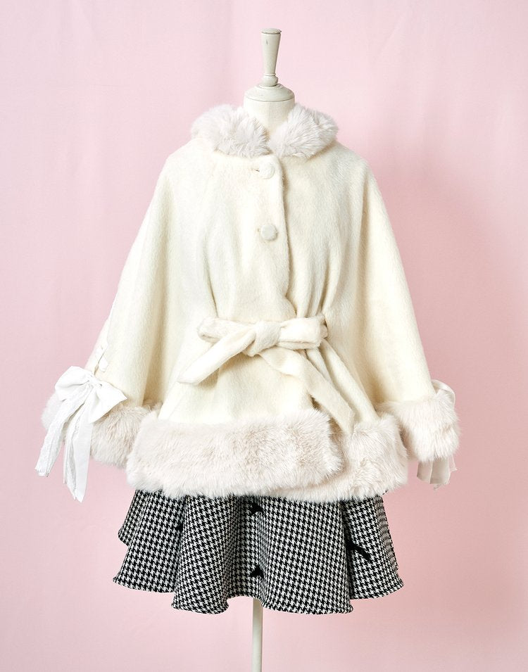 mellfy memory Milky Sugar ribbon poncho Coat