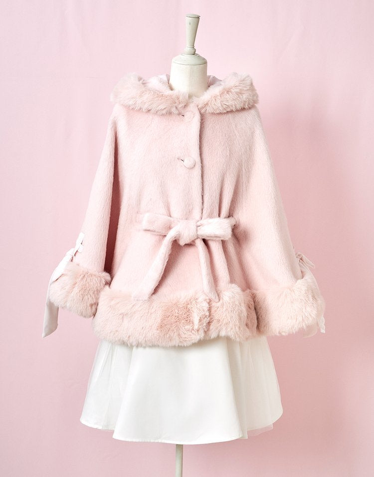 mellfy memory Milky Sugar ribbon poncho Coat