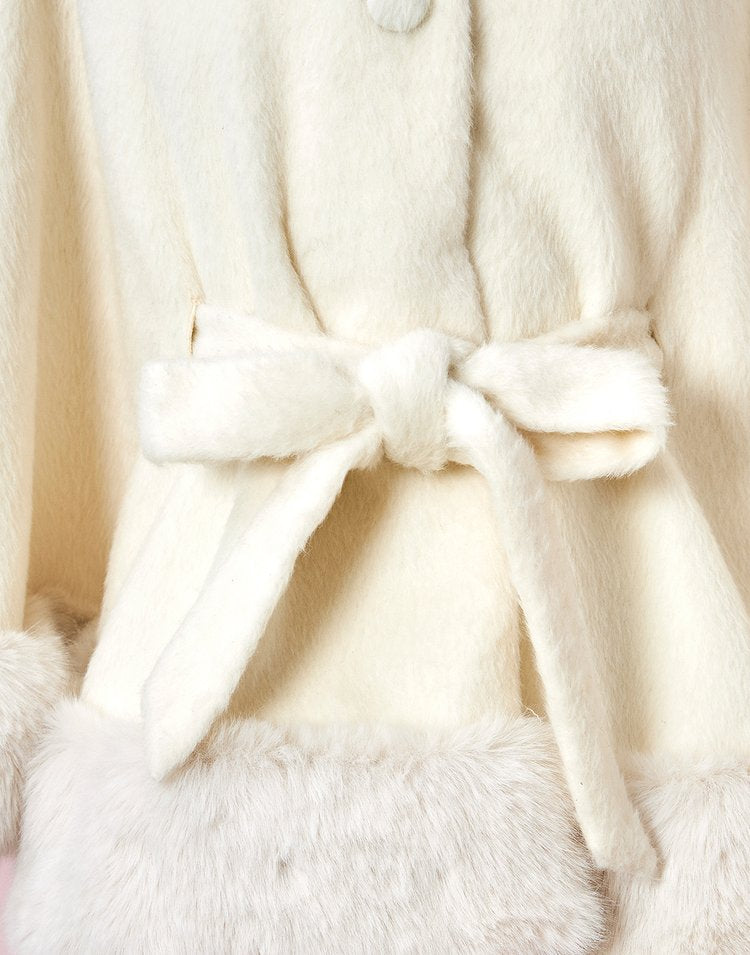 mellfy memory Milky Sugar ribbon poncho Coat