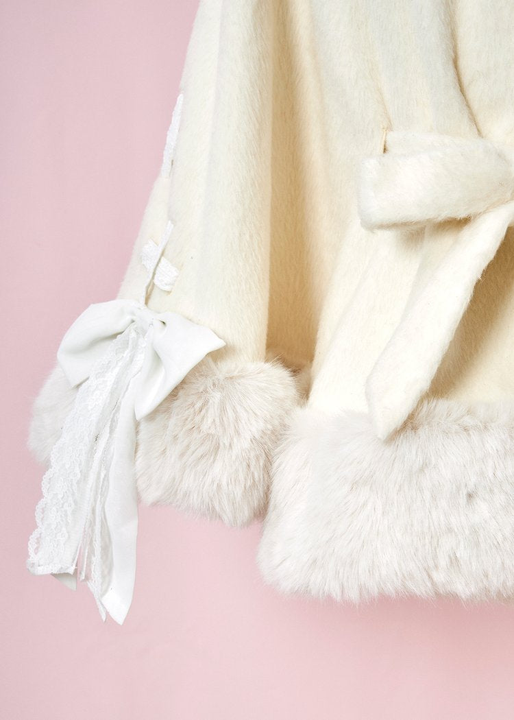 mellfy memory Milky Sugar ribbon poncho Coat