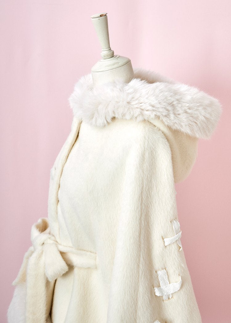 mellfy memory Milky Sugar ribbon poncho Coat