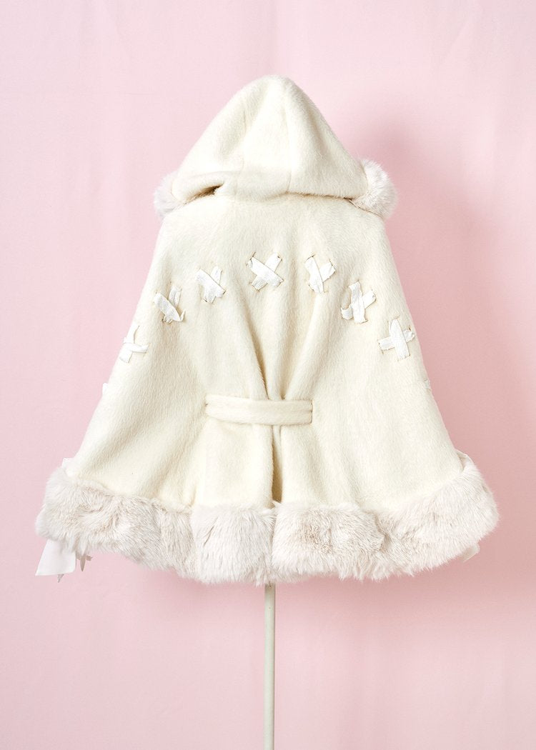 mellfy memory Milky Sugar ribbon poncho Coat