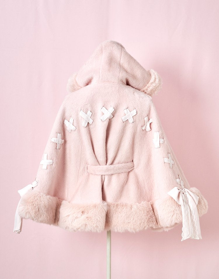 mellfy memory Milky Sugar ribbon poncho Coat