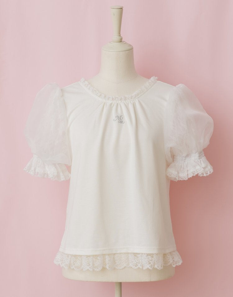 mellfy memory Precious mellfy lace puff Top