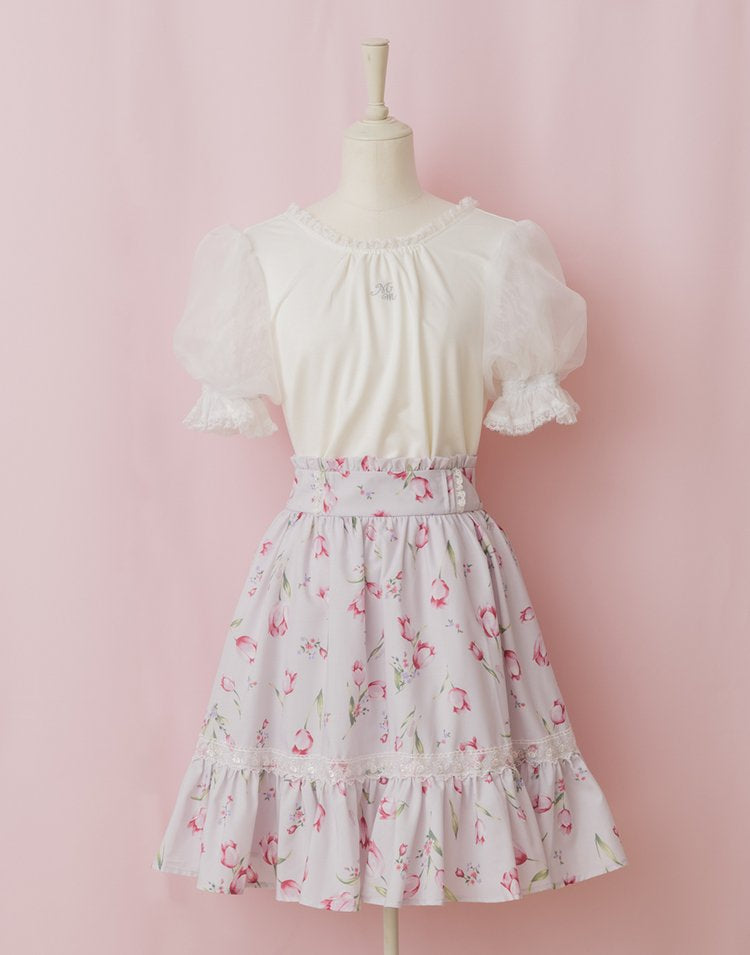 mellfy memory Precious mellfy lace puff Top