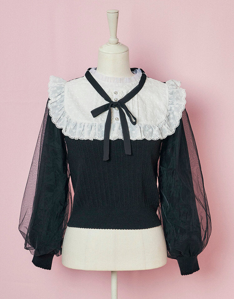 mellfy memory Classical Lace Knit Top