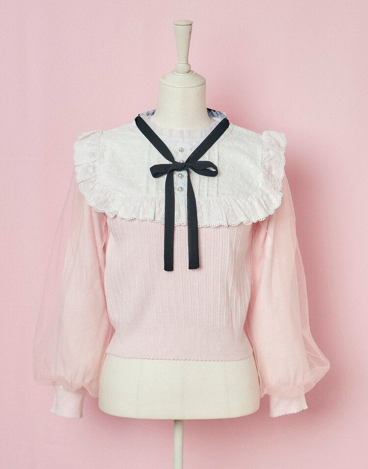 mellfy memory Classical Lace Knit Top