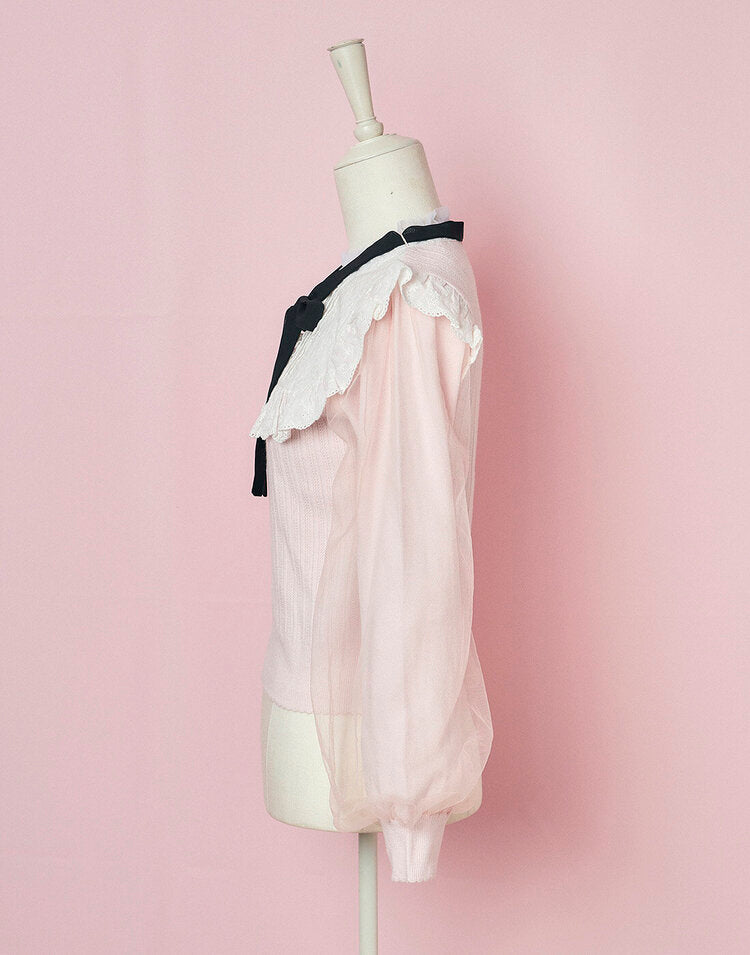 mellfy memory Classical Lace Knit Top