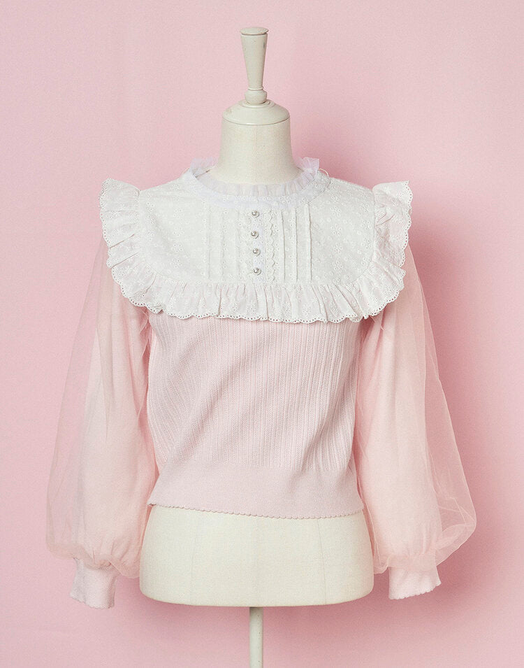 mellfy memory Classical Lace Knit Top