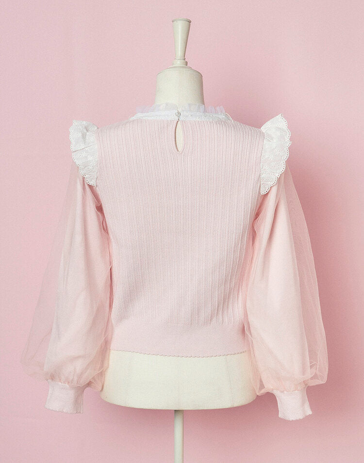 mellfy memory Classical Lace Knit Top