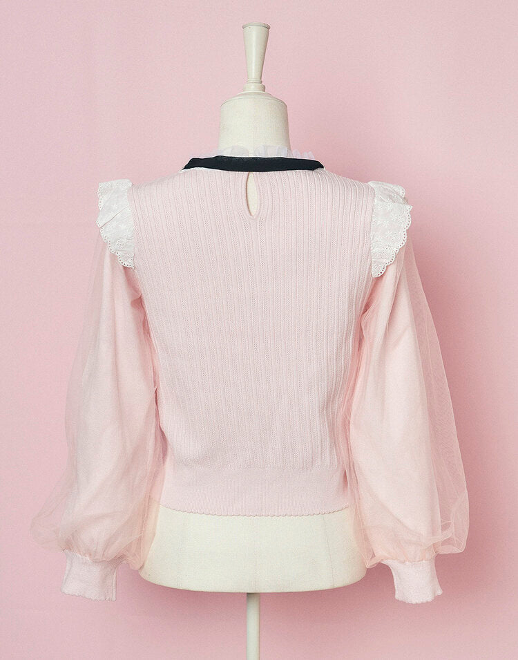 mellfy memory Classical Lace Knit Top