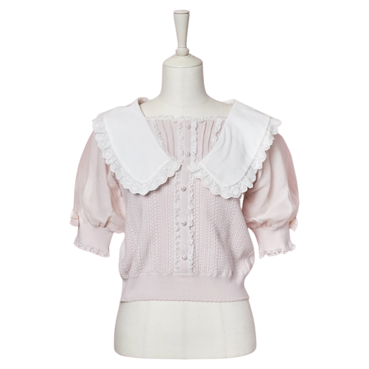 mellfy memory Like A Girl Knit Top (Pink)