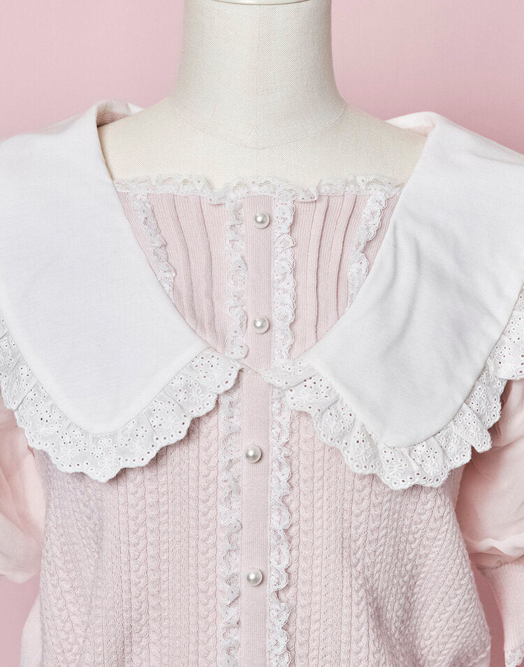 mellfy memory Like A Girl Knit Top (Pink)