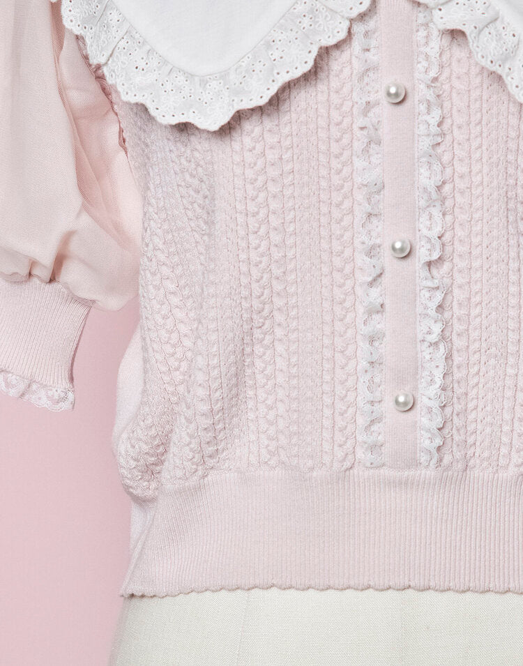mellfy memory Like A Girl Knit Top (Pink)