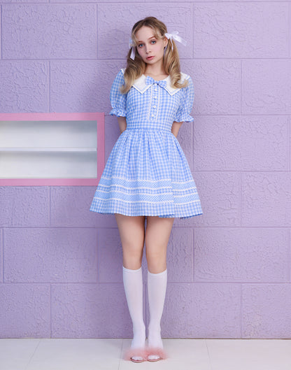 Lolime CANDY GIRL Gingham Checked Dress