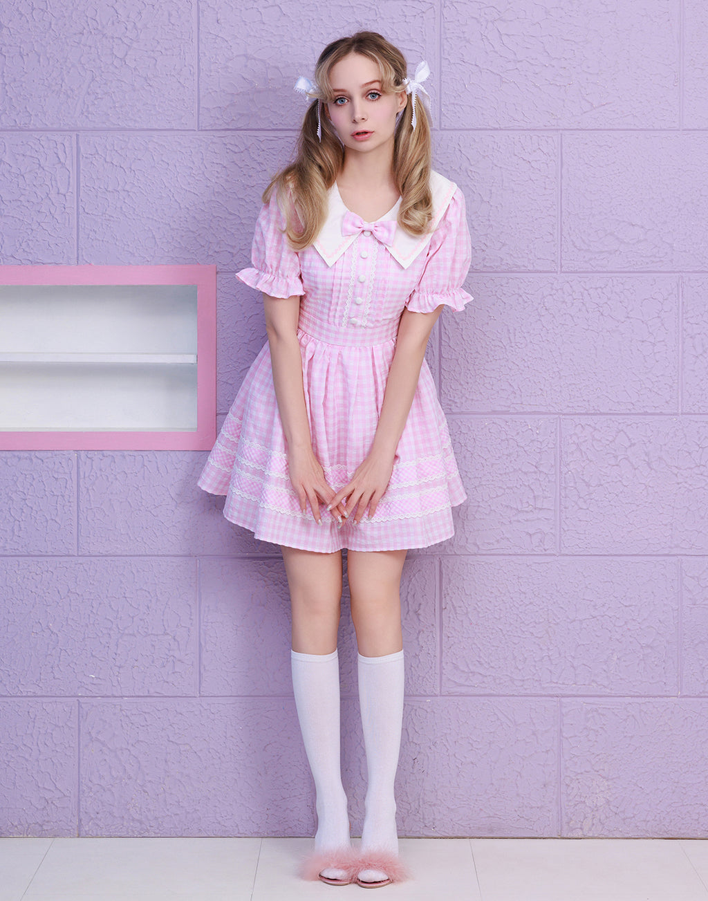 Lolime CANDY GIRL Gingham Checked Dress