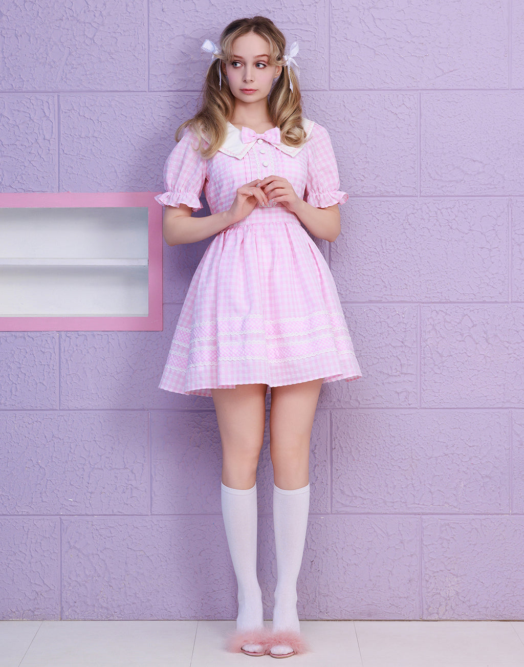 Lolime CANDY GIRL Gingham Checked Dress