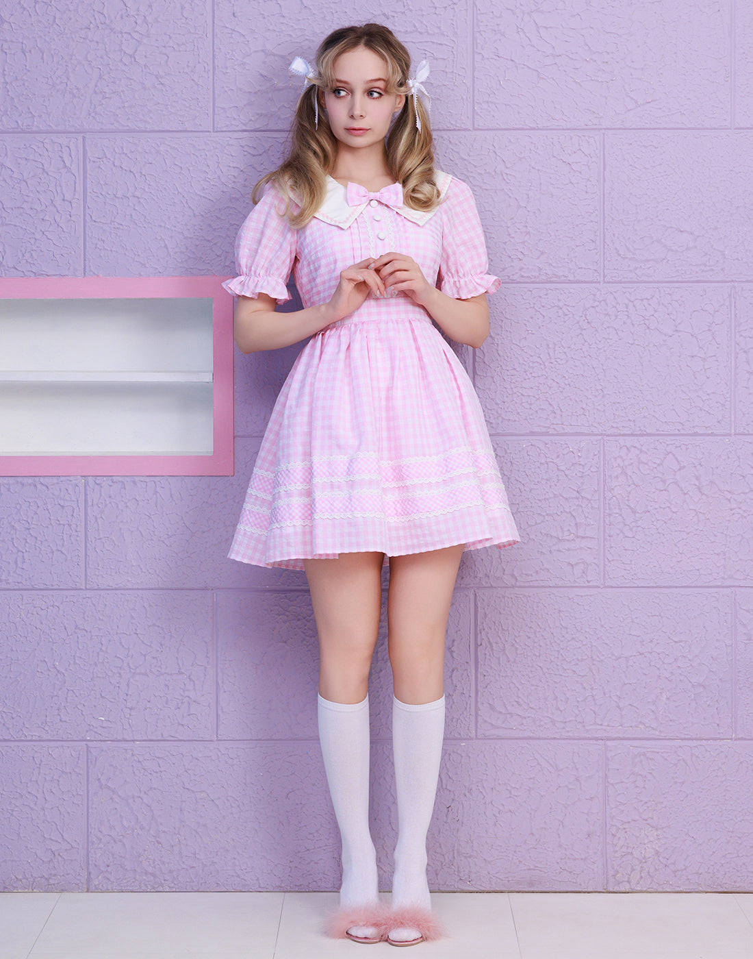 Lolime CANDY GIRL Gingham Checked Dress