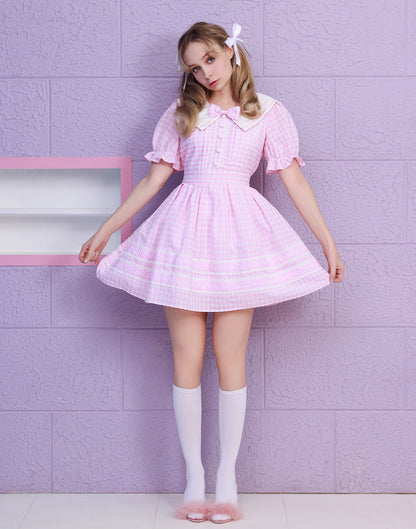 Lolime CANDY GIRL Gingham Checked Dress