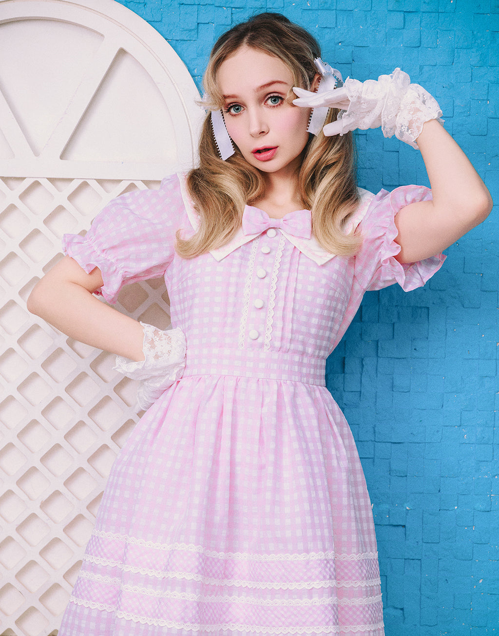 Lolime CANDY GIRL Gingham Checked Dress
