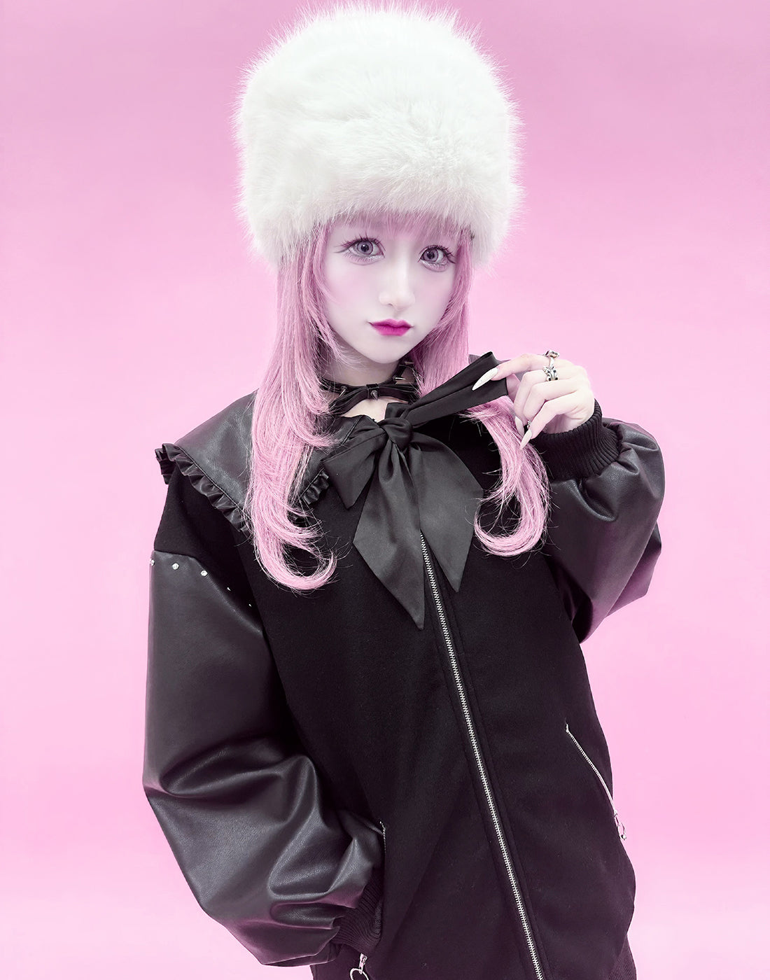 Sailor collar girls stadium jacket