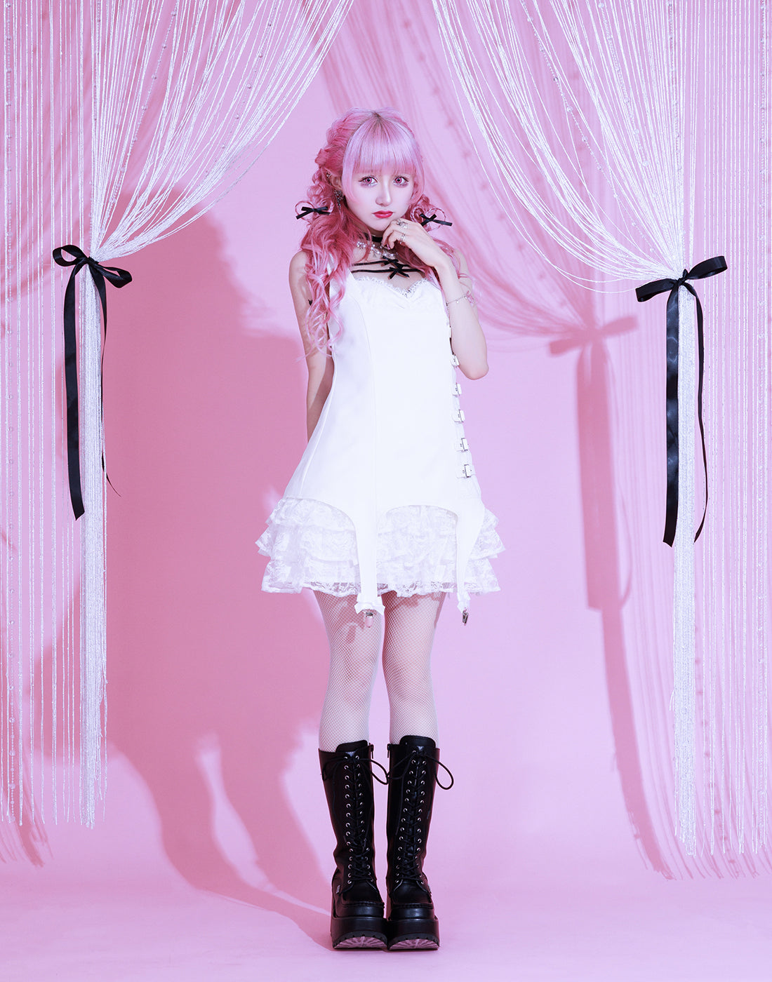 Buckle belt garter dress