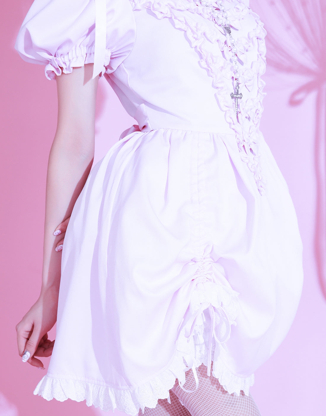 Bone ribbon puff doll dress