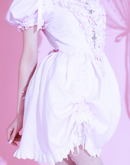 Bone ribbon puff doll dress