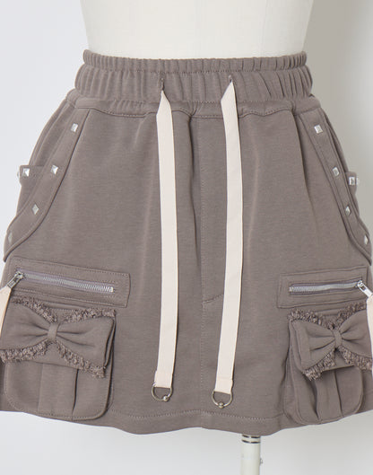 AVENCHUMU Ribbon pocket studded sweat skirt