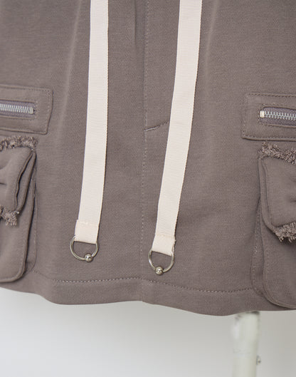 AVENCHUMU Ribbon pocket studded sweat skirt