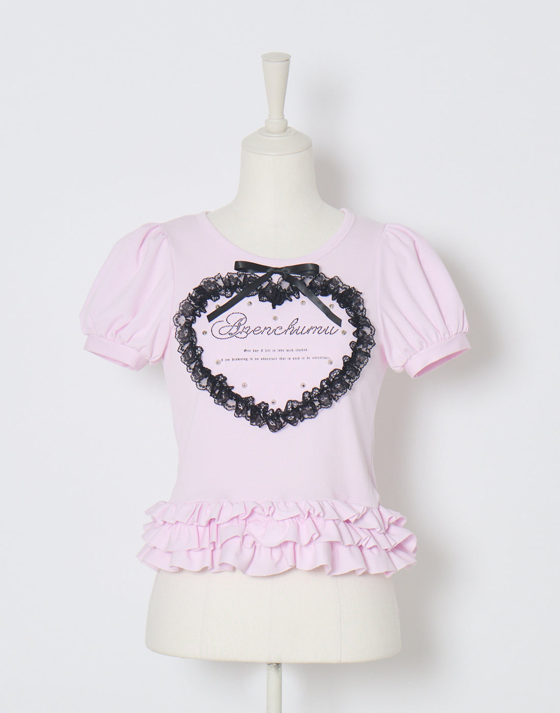 AVENCHUMU Heart Studs & Message Puff T-shirt