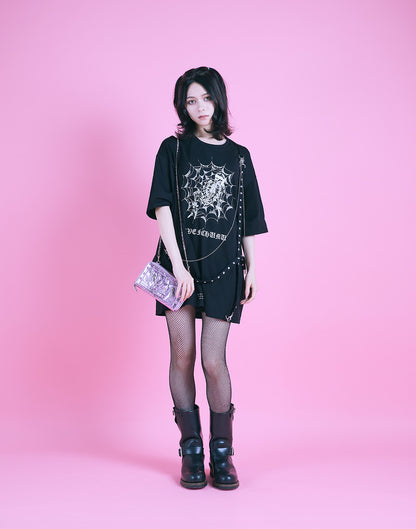 AVENCHUMU Skull illustration print studded cross t-shirt